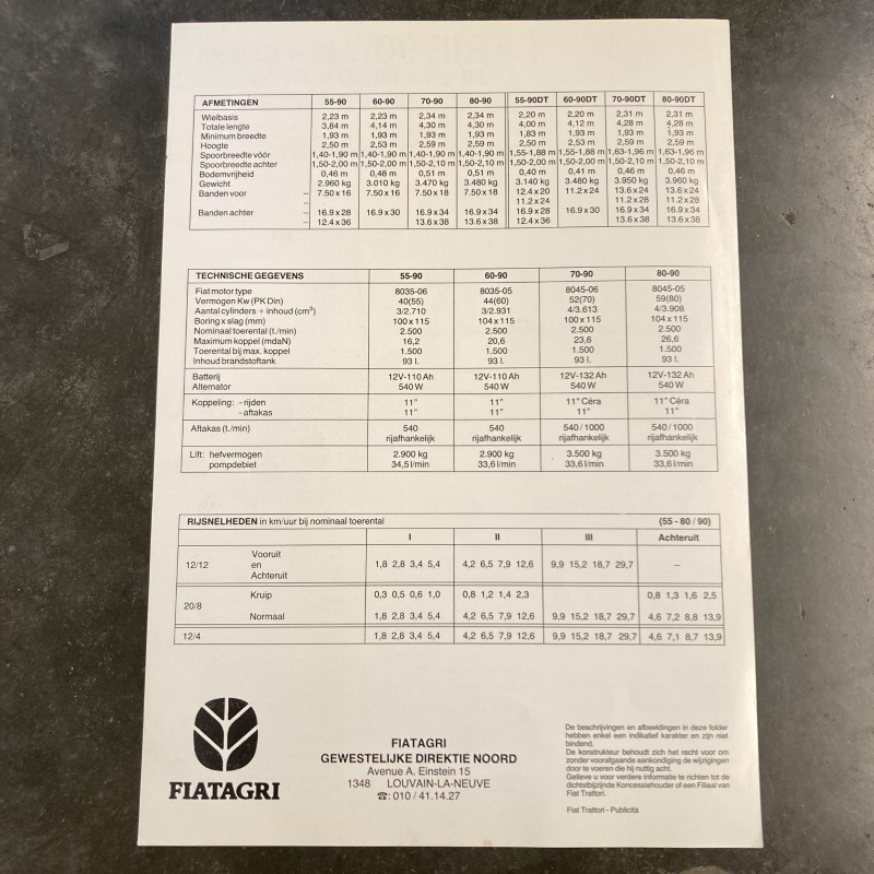 [FIAT SERIE 90 - Nieuw gamma 55/90 - 60/90 - 70/90 - 80/90] Folder FIAT SERIE 90 - Nieuw gamma 55/90 - 60/90 - 70/90 - 80/90
